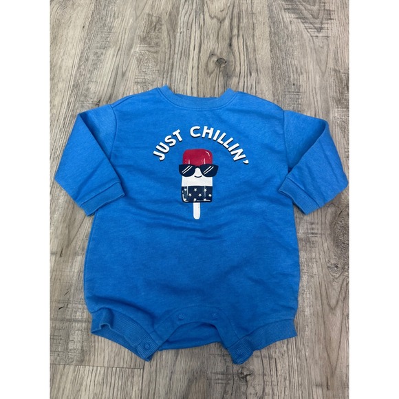 Old Navy Other - Old Navy Just Chillin Popsicle Graphic Long Sleeve Romper Blue 12-18M